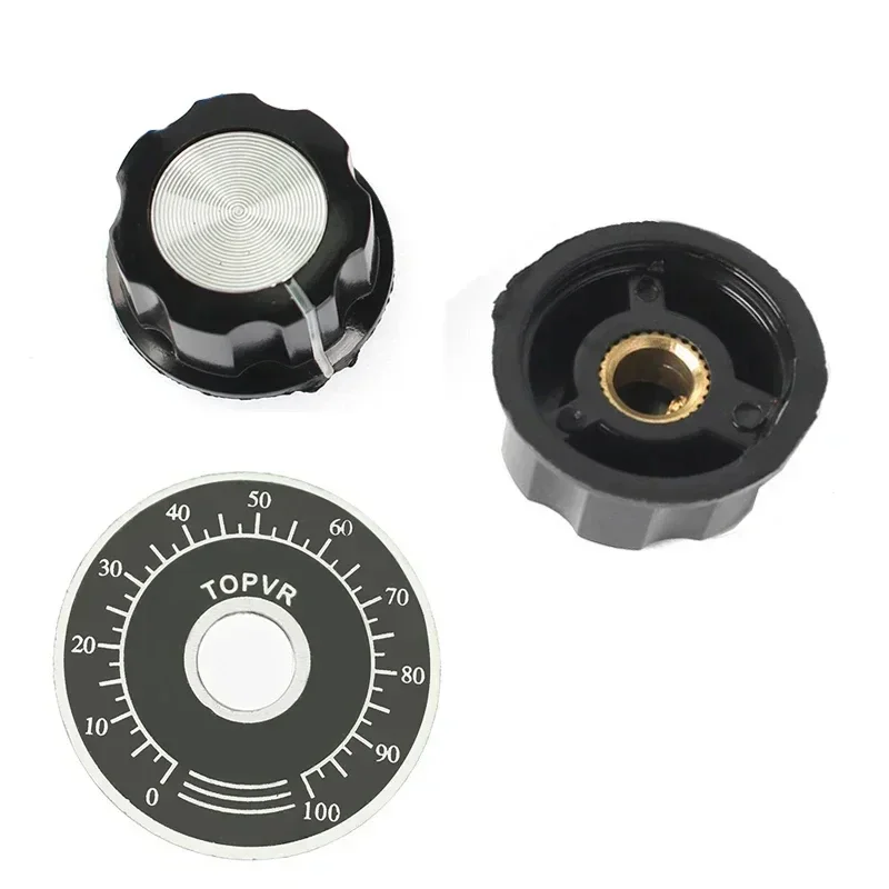 1 Set Potentiometer Knob Kit 6mm MF-A03 Dial Knob + Bakelite Knob with Scale Plate Sheet Scale Digital Electronica Componentes