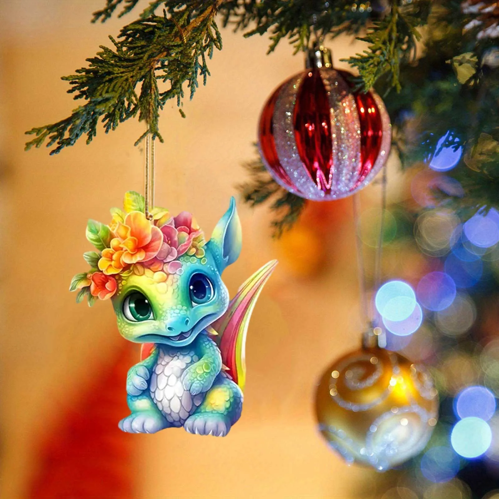 Christmas Dragon Baby Decoration Acrylic Christmas Hanging Ornament Christmas Tree Hanging Navidad 2023 Ornament Pendant Toys