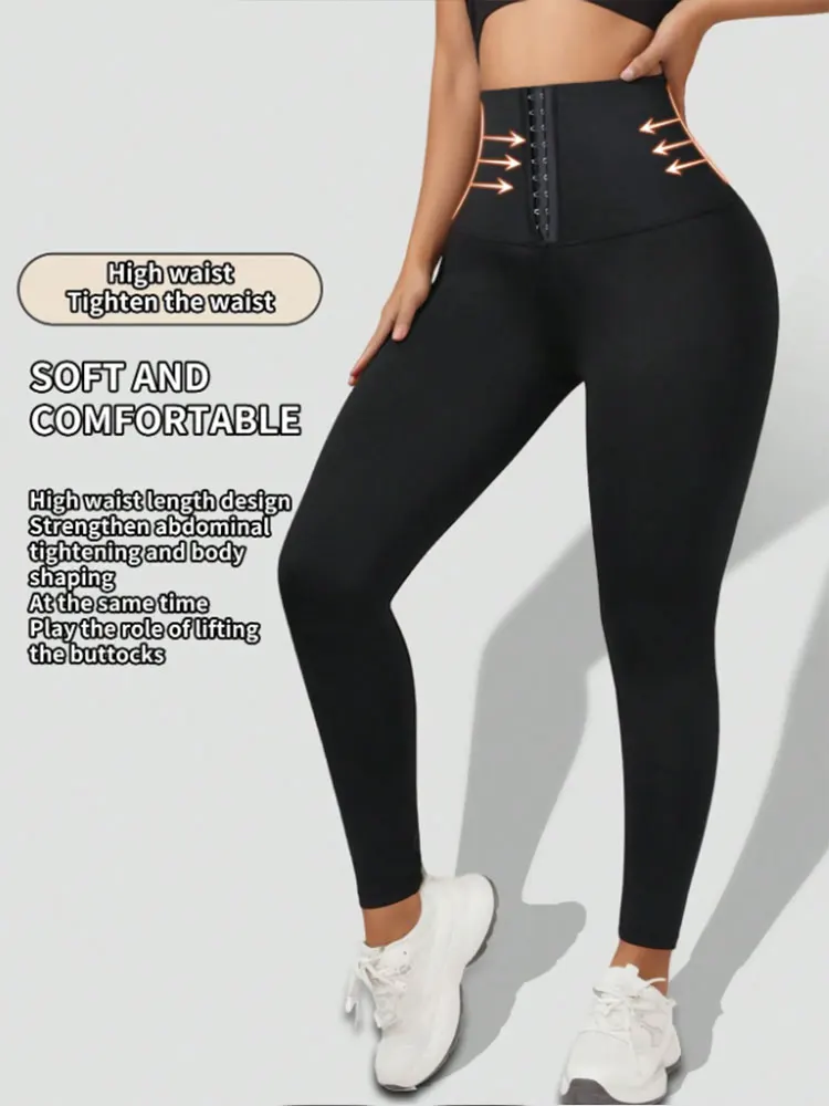 Leggings de Yoga con Cintura Alta y Botones, Control de Abdomen, Levanta Glúteos, Ajuste Delgado, para Uso Casual al Aire Libre, Estilo Primavera-Otoño