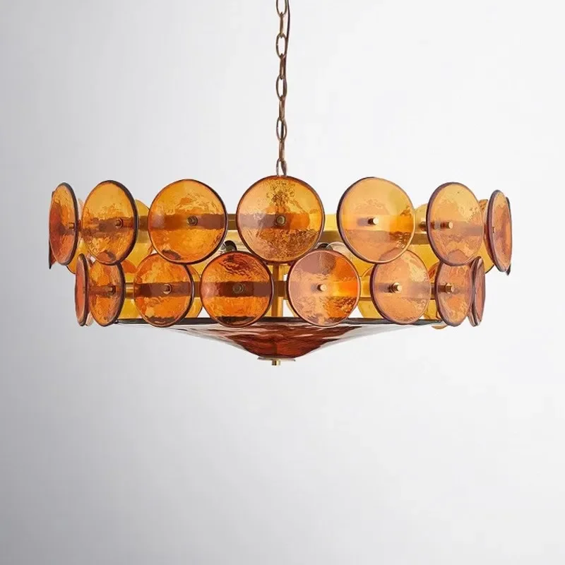 Luxury French designer glass Pendant Lights for living room, dining room, bedroom, retro Nordic guest bedroom chandelier