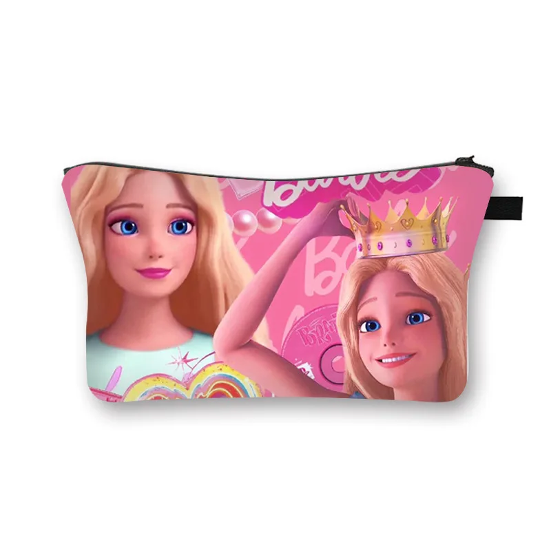 2024 Barbie Makeup Bag Pencil Case Cartoon Movie Figure Pink Power Princess Girl Toiletry Bag Children Accessories Birthday Gift