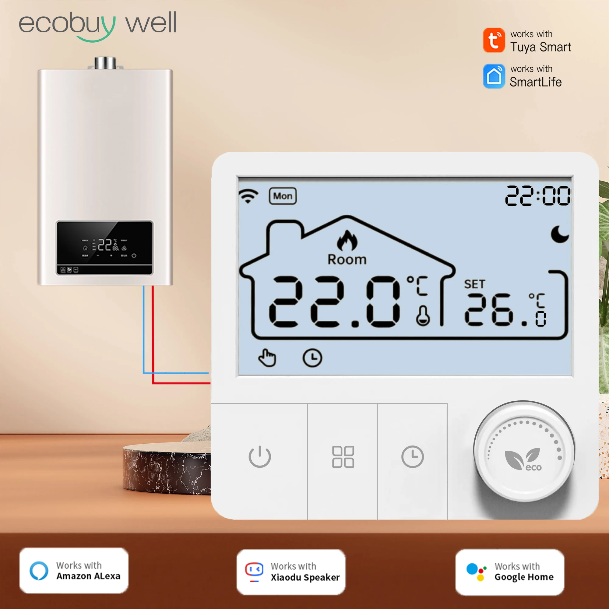 

Tuya Smart Home Wifi Heating Thermostat Low Power Battery Water Gas Boiler Thermostat Digital Smart Life Alexa Google Home