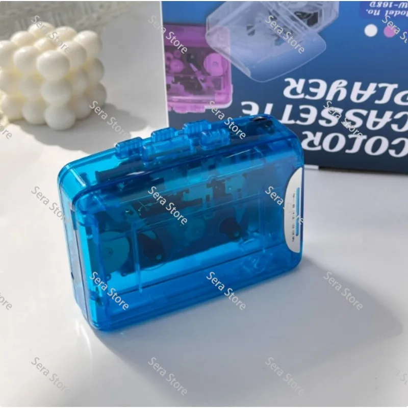 Cassette Player Portable New Color UO Transparent Tape Player Walkman Player Free Earphones Clear Tech Retro Nostalgia MP3