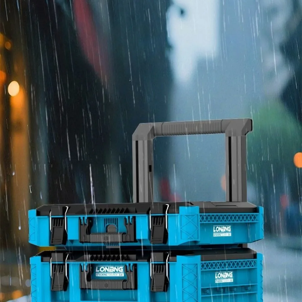 Stackable Toolbox Waterproof Multifunctional Hardware Tool Storage Box Dustproof Combination Set Blue Box Tools Packaging