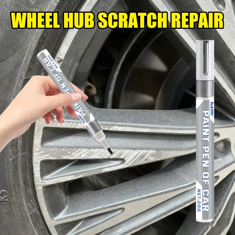 KJM Silver Alloy Wheel Touch-Up Paint Pen, Anti-Rust Anti-Corrosion Quick Precision Rim Scratch Scuff Chip Repair