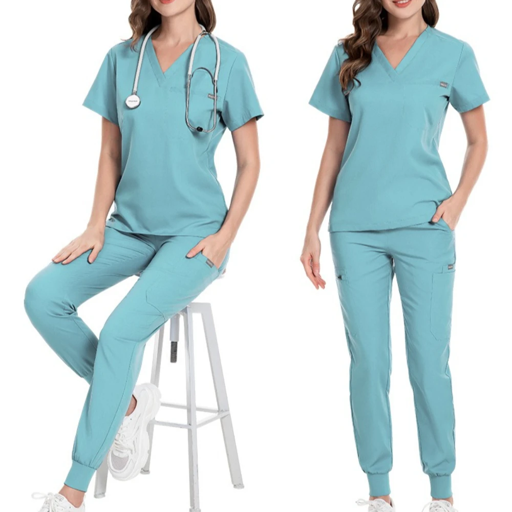 Tenues Médicales Décontractées pour Femmes : Uniformes d'Infirmière et de Médecin à Manches Courtes et Col en V, Vêtements de Travail pour Pharmaciennes et Professionnels de Santé (Vente en Gros)