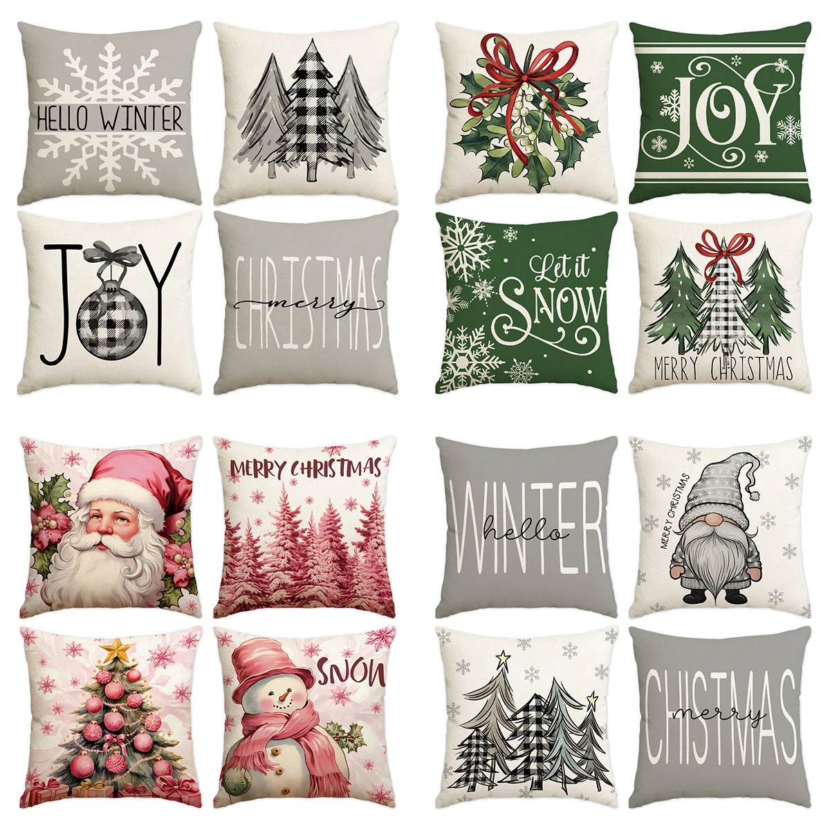 1pc/4pcs Christmas Pillow Cover, Dwarf Santa Claus Festive Decoration Living Room Sofa Cushion Cover, Christmas Decorations