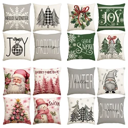 1pc/4pcs Christmas Pillow Cover, Dwarf Santa Claus Festive Decoration Living Room Sofa Cushion Cover, Christmas Decorations