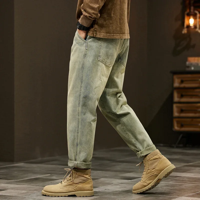 95% Baumwolle Neue Herren-Jeans, Lose Haremshose, Schmal Zulaufende Modehose, Lässige Outdoor-Arbeitshose, Weite Denim-Hose Ansicht 2