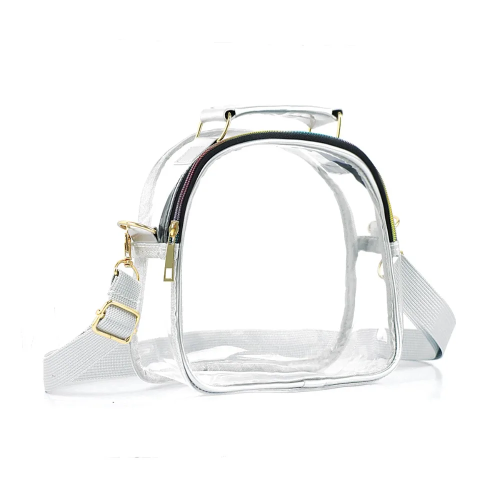 

Waterproof Clear Tote Bag Fluorescence Portable Jelly Transparent Crossbody Bag Large Capacity PVC Women Shoulder Bag Commuting