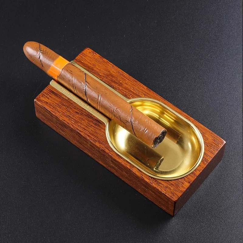 

Solid Wood Single Cigar Ashtray Portable Metal Cigar Tray For Cigar Ash Tray Home Office
