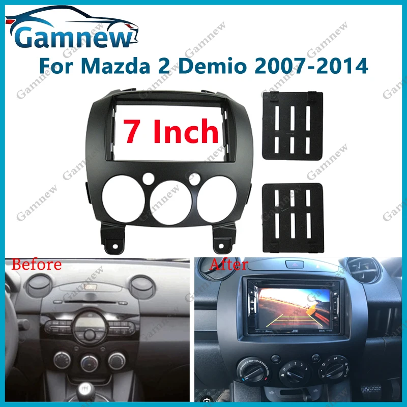 Panel de Radio Fascia para coche 2DIN de 7 pulgadas para Mazda 2 Demio 2007-2014 Kit de marco instalar placa frontal Facia