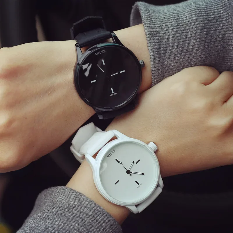 Reloj de pulsera de cuarzo con correa de silicona suave para hombres y mujeres, relojes para amantes de las damas, reloj miler, reloj de pareja