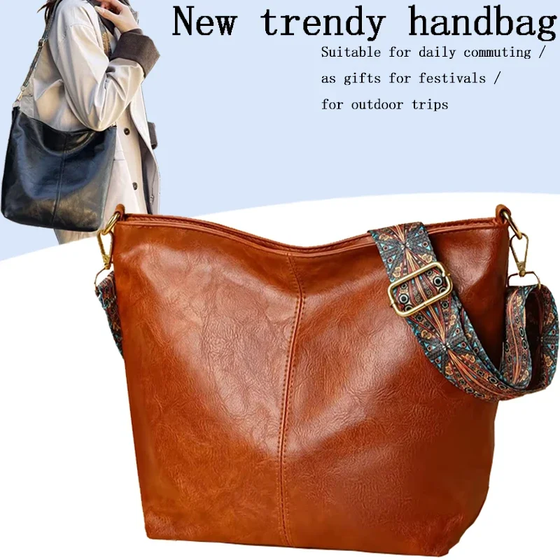 حقيبة يد نسائية من البولي يوريثان مناسبة للسفر، مع حزام كتف قابل للفصل ويمكن حملها على كتف واحد