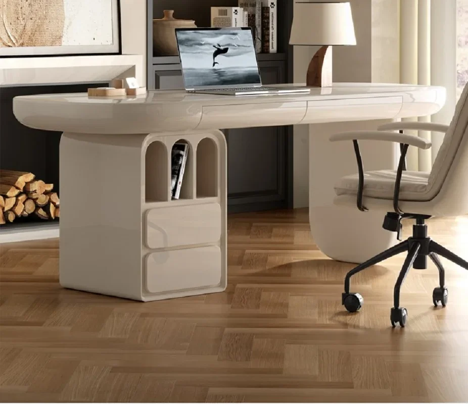 High-quality French cream desk, home office desk, writing desk, modern simple paint study, computer desk.