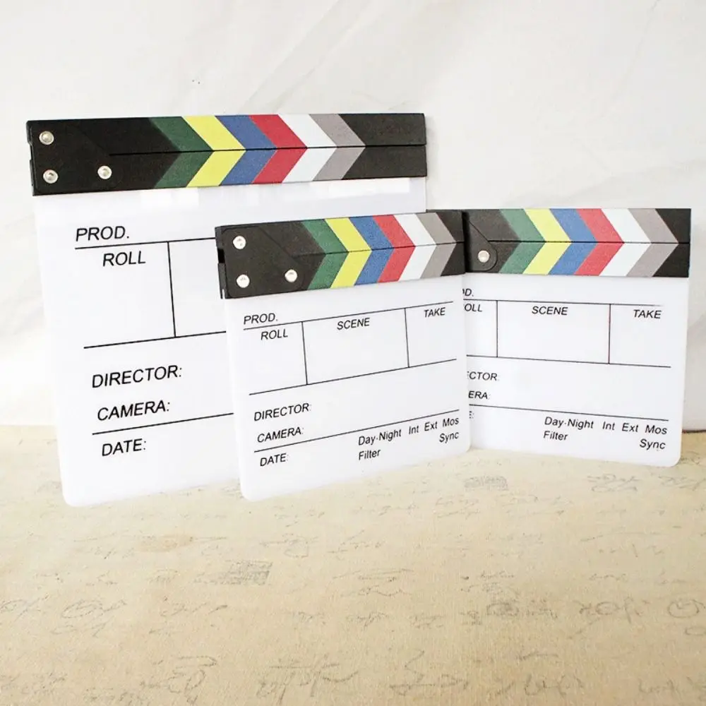 Acrílico Regisseur Cena Clapperboard, Fotografia Prop Board, ornamentos personalizados