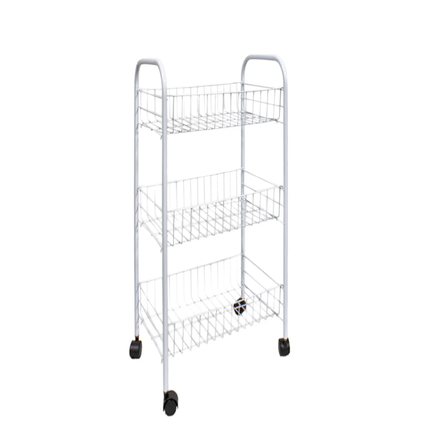 38x26x64 cm white metal kitchen trolley with wheels and 3 trays for home with wheels and different b