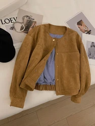 Deerskin Fleece Short Coat Women's Korean Foreign Style Fashion Jacket Top Autumn New Baseball Jersey Versatile