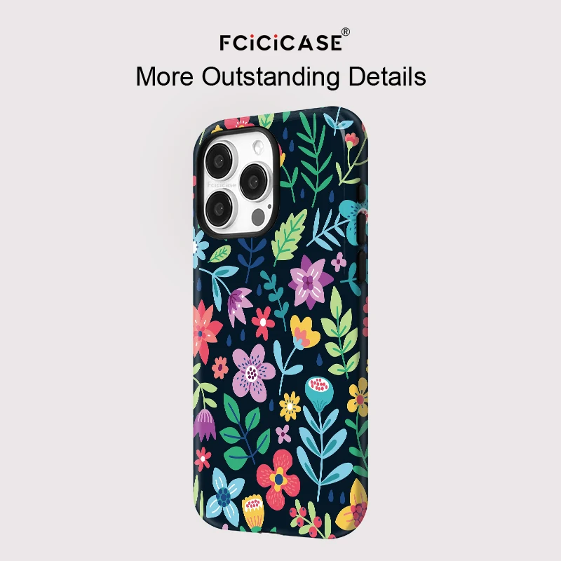 Fcicicase 2 in 1 Magnetic Case For iPhone 17 Air 16 15 14 13 12 11 Pro Max Wireless Charging Acrylic For Magsafe Flower Cover - view 5