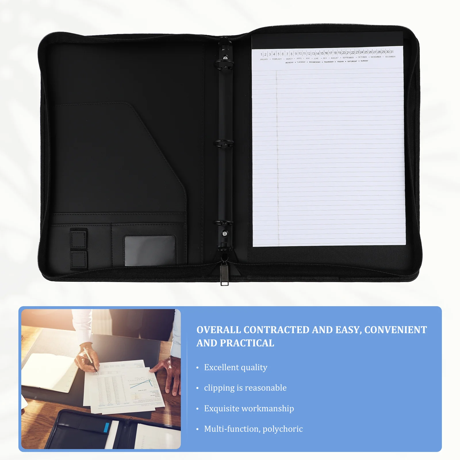 

1Pcs A4 Business Document Folder Office File Organizer Document Holder for Proposals Notes Receipts File Folder