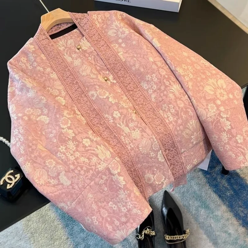 

New Chinese Sle Heavyweight Embroidered Jaet Casual Autumn Winter Men's Women's Outerwear 300 Pou Large Size Garment