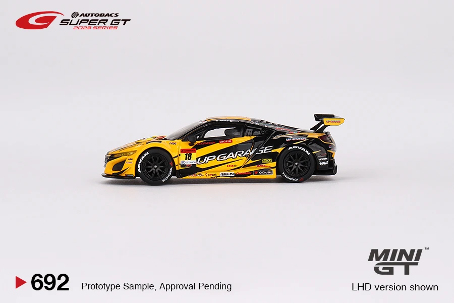 Minigt 1:64 Honda NSX GT3 EVO22 #18 upgarage NSX GT3 MGT00692-L รถลูกเต๋าของเล่นมอเตอร์รถยนต์โมเดลโลหะสำหรับเด็ก