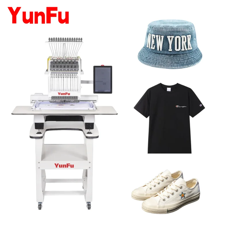 Home Studio 15 Needle Computerized Embroidery Machine Single Head Automatic Cap and Flat Embroidery Startup Commercial Use
