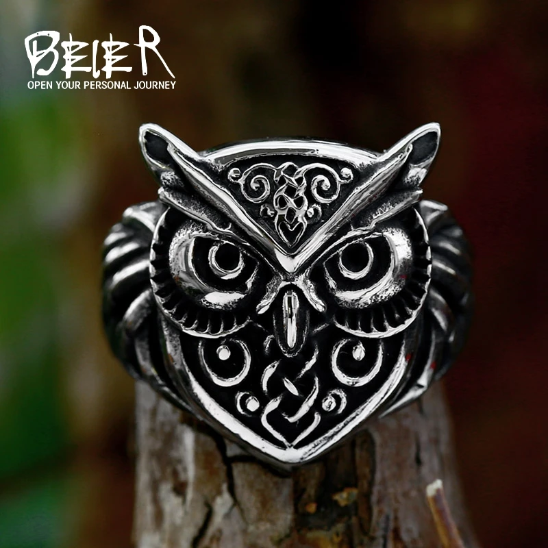 BEIER 316L Stainless steel simple Fashion animal cute pet owl Ring For Man/Women jewelry BR8-1119