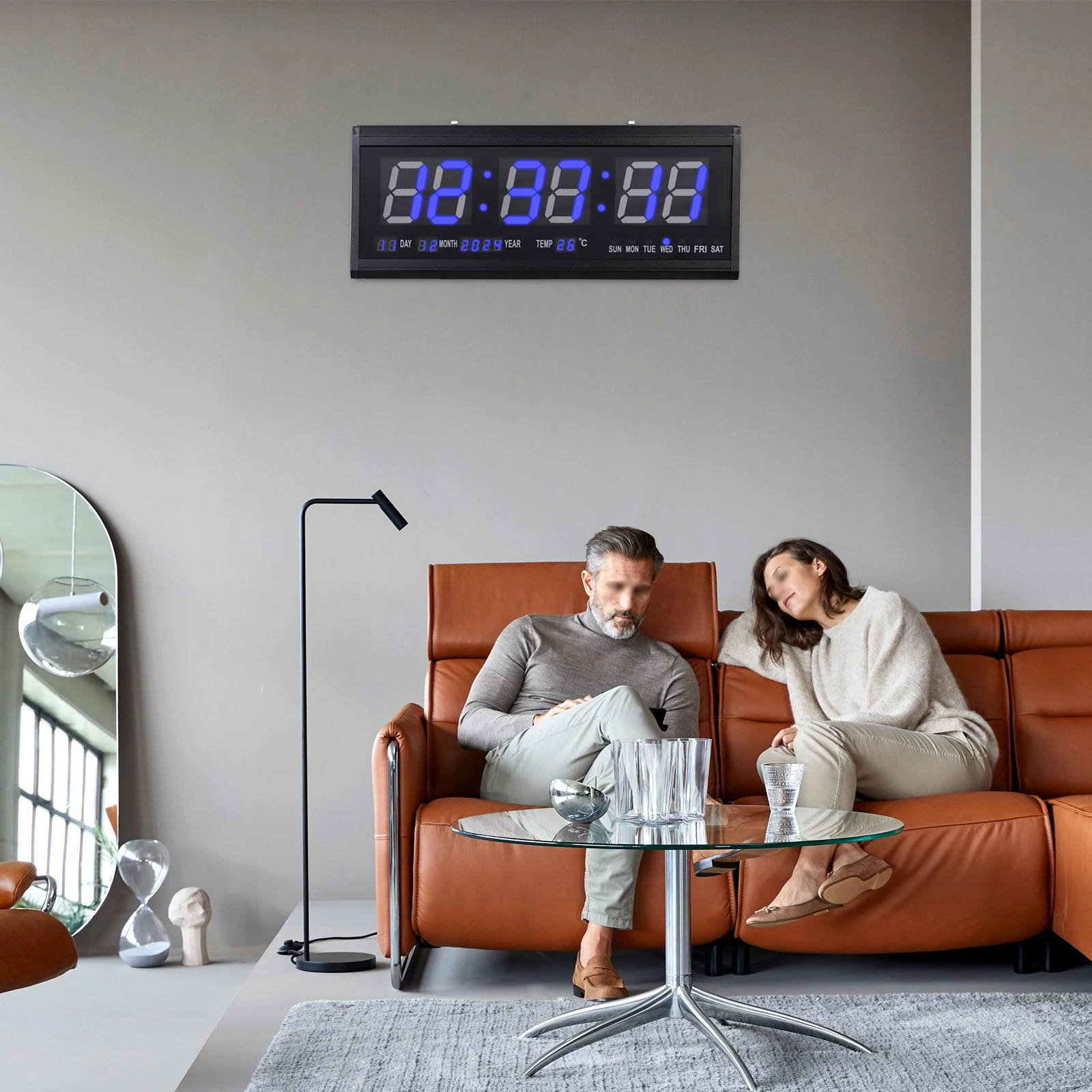 Premium-LED-Digitaluhr für die Wand – Dual-Display (Zeit/Datum/Temperatur), Nachtlichtsensor, Home-Office-Dekoration