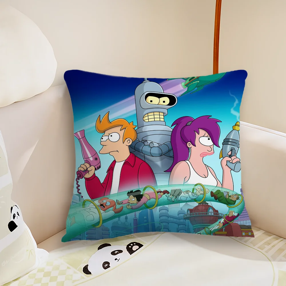 Cartoon F-Futurama Pillow Case Living Room Sofa Cushion Cover Suitable For Home Bedroom Room Decoration