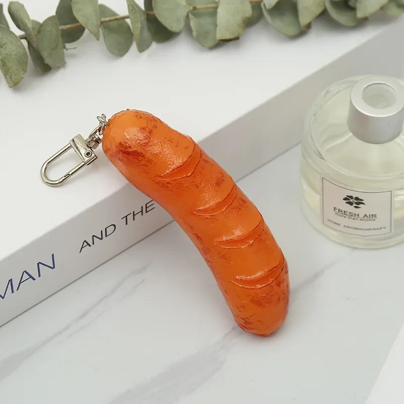 New simulation sausage key chain creative hot dog student bag car key food model pendant ornaments Women jewelry gift llaveros