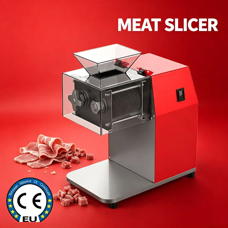 Commercial Electric Meat Slicer Cutter Stainless steel Automatic Vegetable Cutting Grinder Machine Minced Meat Mincer EU US Plug