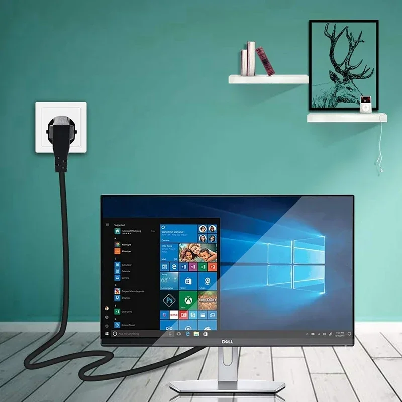 EU/US 플러그 1.5m 5FT 3핀 18 AWG 60C 250V 범용 전원 코드 케이블 NEMA 5-15P에서 IEC320C13까지 블랙 PWC75A150 EU/US