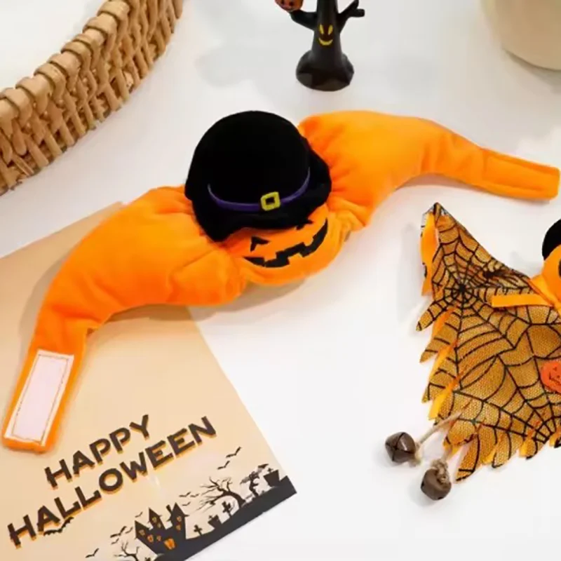 Halloween-Kürbis-Plüsch-Haustierhut – süßer, gewebter, warmer Kopfschmuck für Katzen und Hunde, als Kostümzubehör für Kätzchen und Welpen. – Detail 2