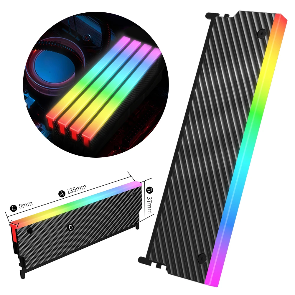 Dissipador Cooler RAM ARGB p/ DDR5, DDR4, DDR3, DDR2