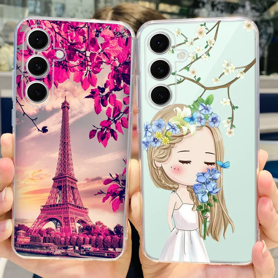 لسامسونج غالاكسي S24 FE حافظة SM-S721B لطيف القط فراشة رسمت غطاء لينة سيليكون قضية الهاتف لسامسونج S24 FE S24FE قذيفة #3