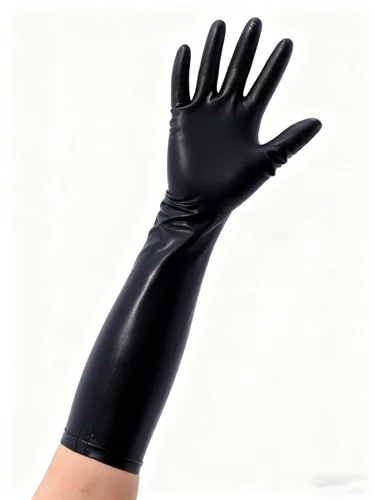New Style Latex Rubber Black Sexy Reveal Five Fingers Gloves Fashion Adornment Special Long Gloves Size S-XXL