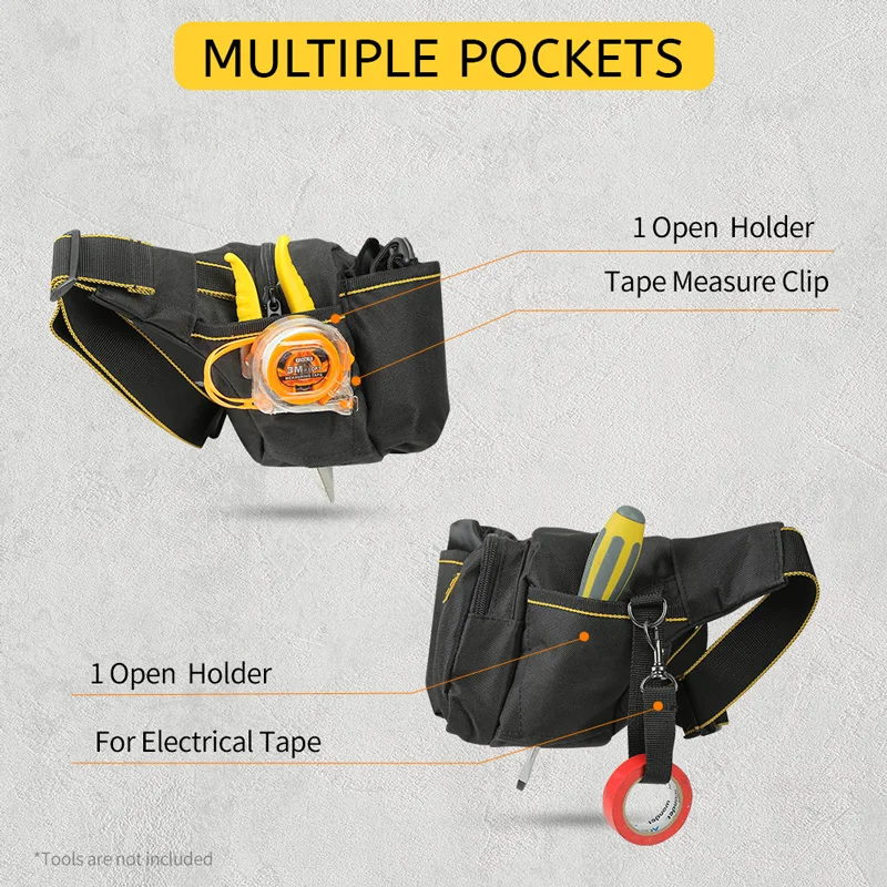 1pc Thickened Electrician Tool Waist Bag, Multifunctional Oxford Cloth Wideband Maintenance Tool Bag