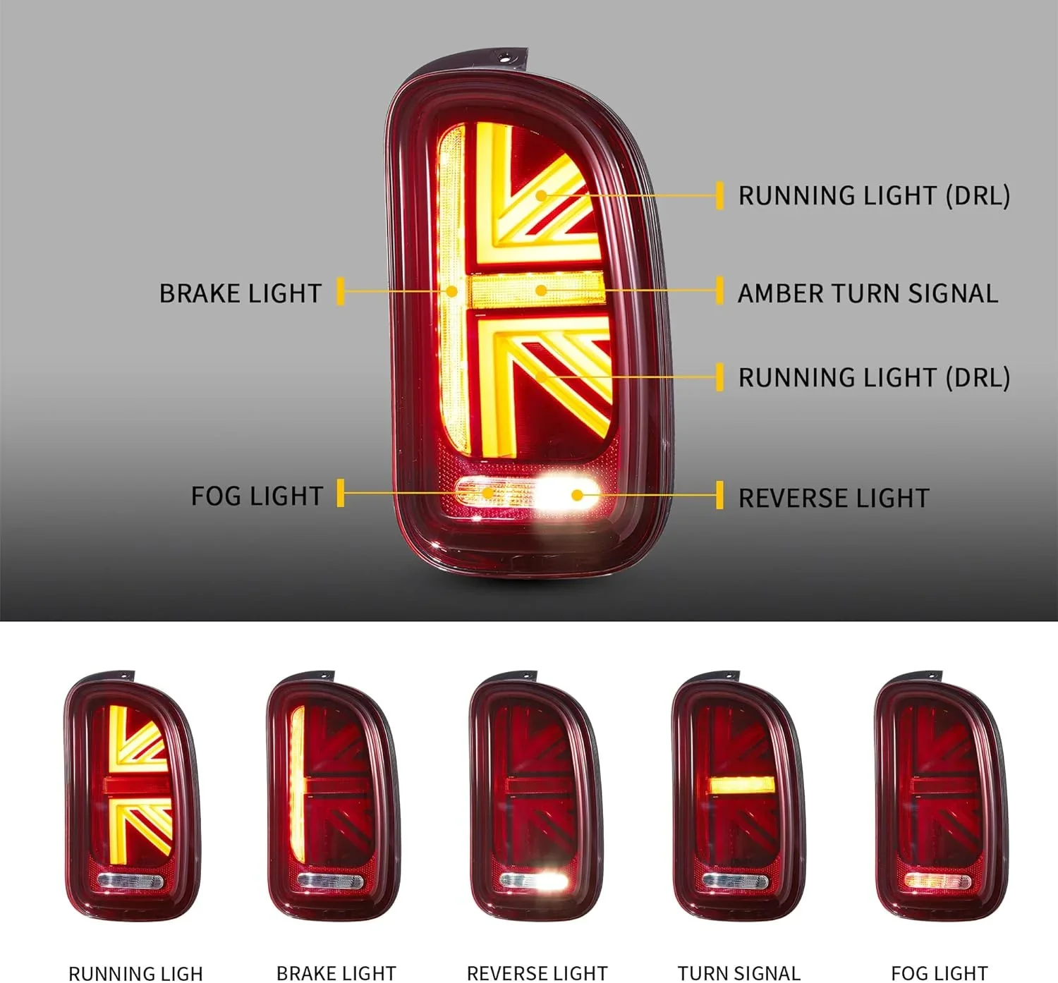 For Mini Cooper Clubman R55 Rear LED Brake Tail Lamp Fit 2007-2014, Plug and Play,No Complicated Wiring Modification Needed