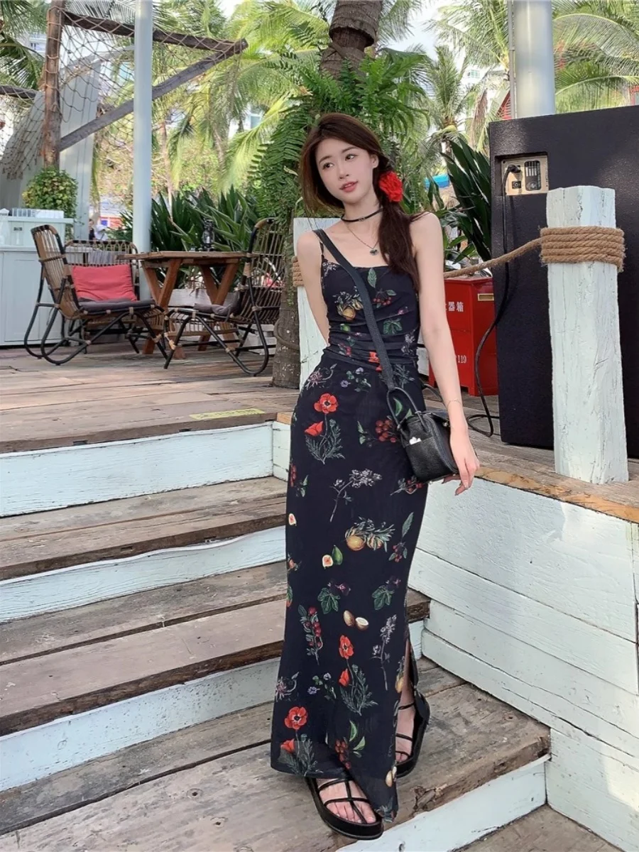 

Новая летняя женская юбка А-силуэта 2024 года с цветочным принтом, высокой талией, стройнящая, скрывающая недостатки фигуры, в корейском стиле, для повседневной носки