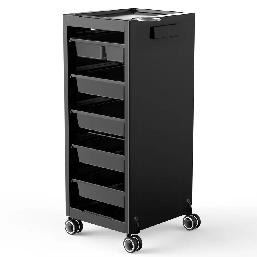 

New Salon Trolley Cart with Wheels for Extra Storage, 5 Drawers amp Dryer Holder, Space Saving Salon Cart with Lighter amp Stron