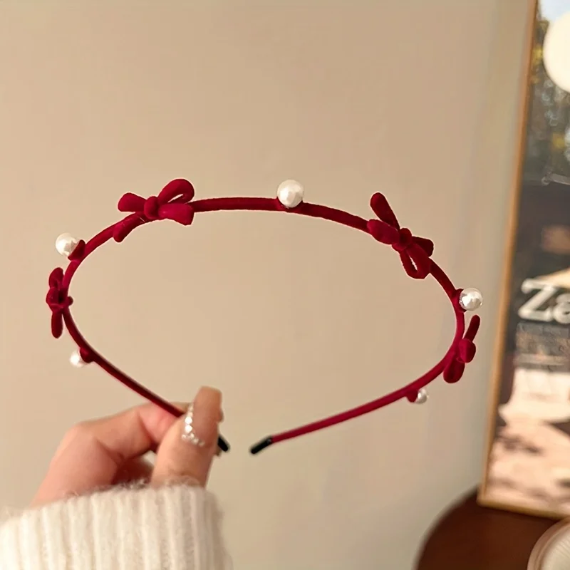 

1 Piece Red Velvet Bow Headband, Elegant and Cute Zinc Alloy Hair Accessory Suitable for New Year's Parties, Casual Outfits, and Special Occasions Holiday Hair Accessories
