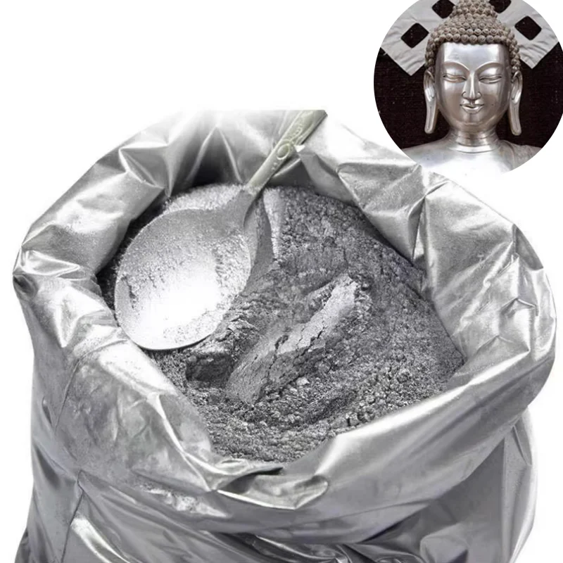 100g/500g Oily Ultra-bright Silver Powder DIY Metal Plastic Model Buddha Statue Coloring Auxiliary Raw Materials Silver Powder