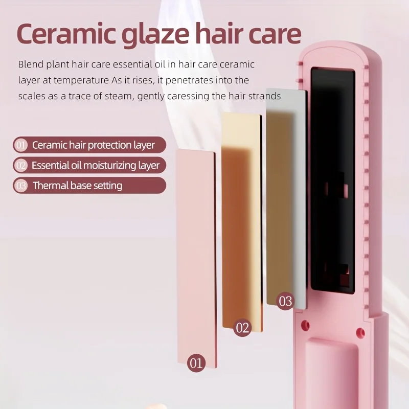 Mini Size Cordless Wireless Hair Straightener, USB Rechargeable Portable Flat Iron Straightener
