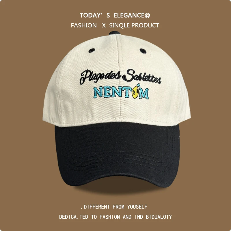 Chapéu Primavera e Verão Estilo Coreano All-Match Letters Color Matching Boné de Beisebol Rosto Pequeno Moda New Peaked Cap Homens