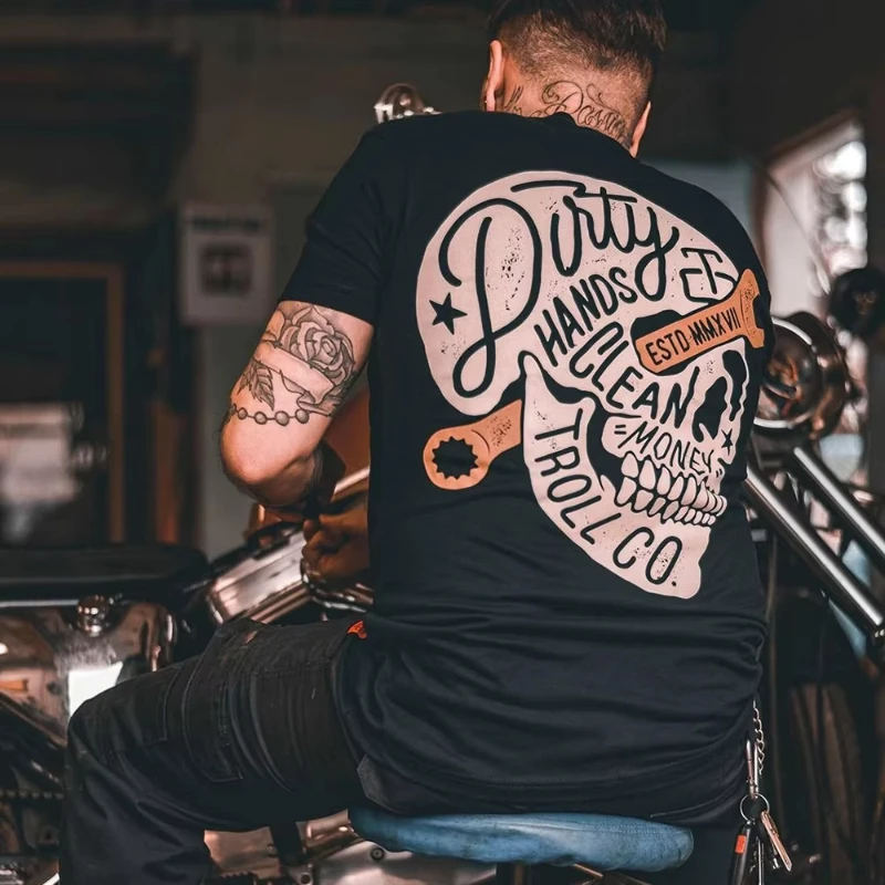 Men's 100% Cotton Crew Neck T-Shirt, Vintage Skull 