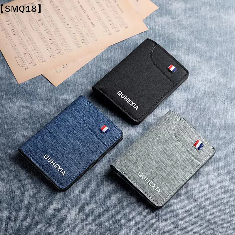 1Pc Canvas Ultra-thin Short Mini Minimalist Men's Wallet Men Purse Leather Short Card Wallet For Male Money Clips Money Bag【SMQ】