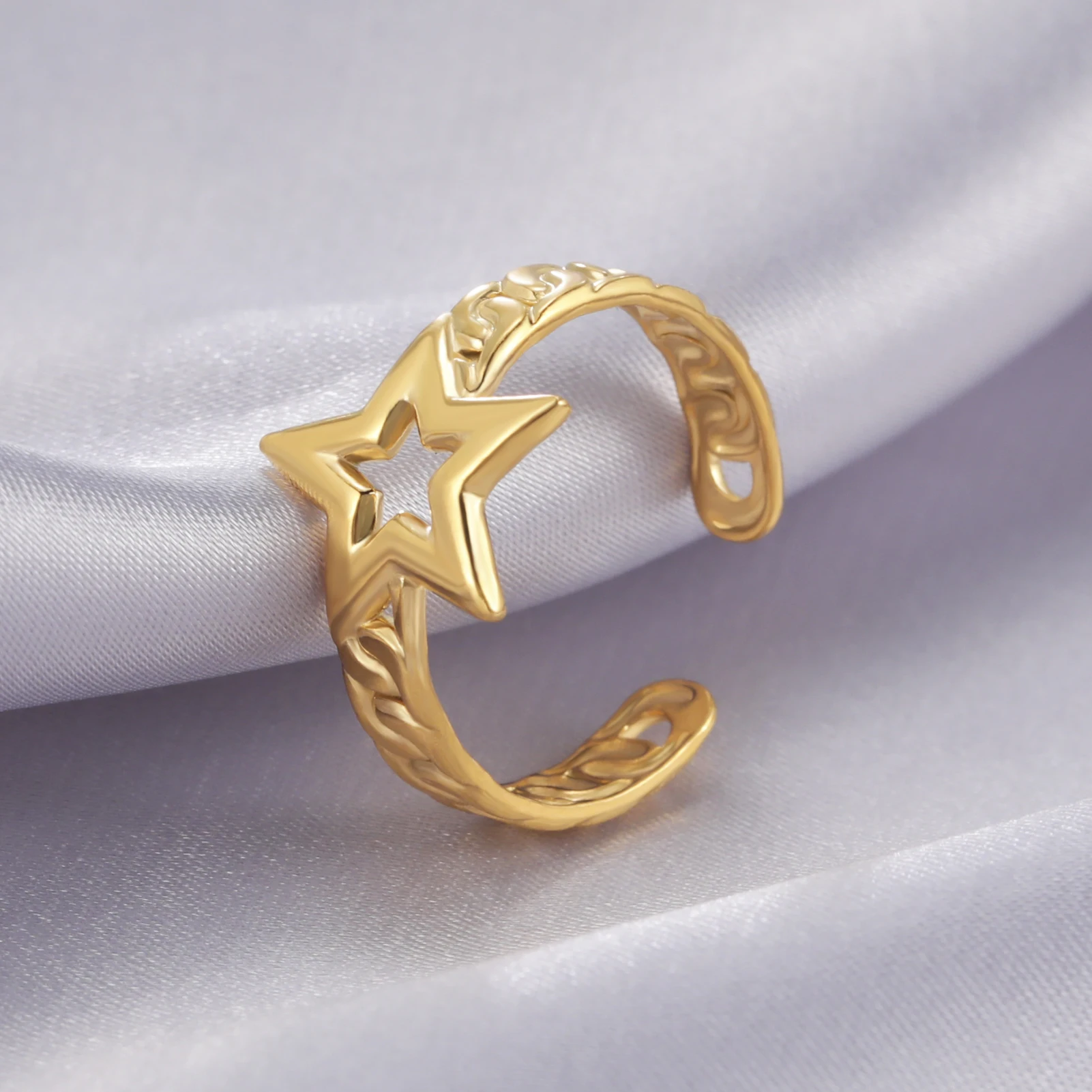 Skyrim Stainless Steel Star Rings Women Gold Color Aesthetic Open Finger Ring 2024 Bohemian Jewelry Wedding Gift Wholesale