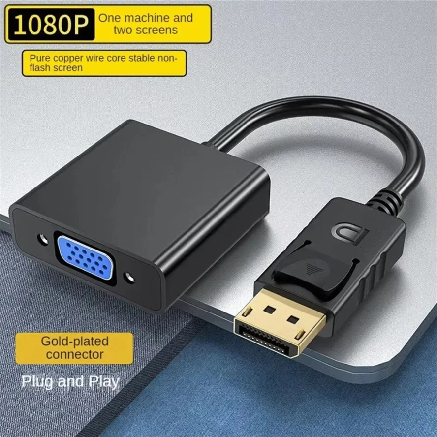 DisplayPort to VGA Adapter 1080P High Definition DP Male to VGA Female Converter Cable For Projector TV Computer Laptop PC