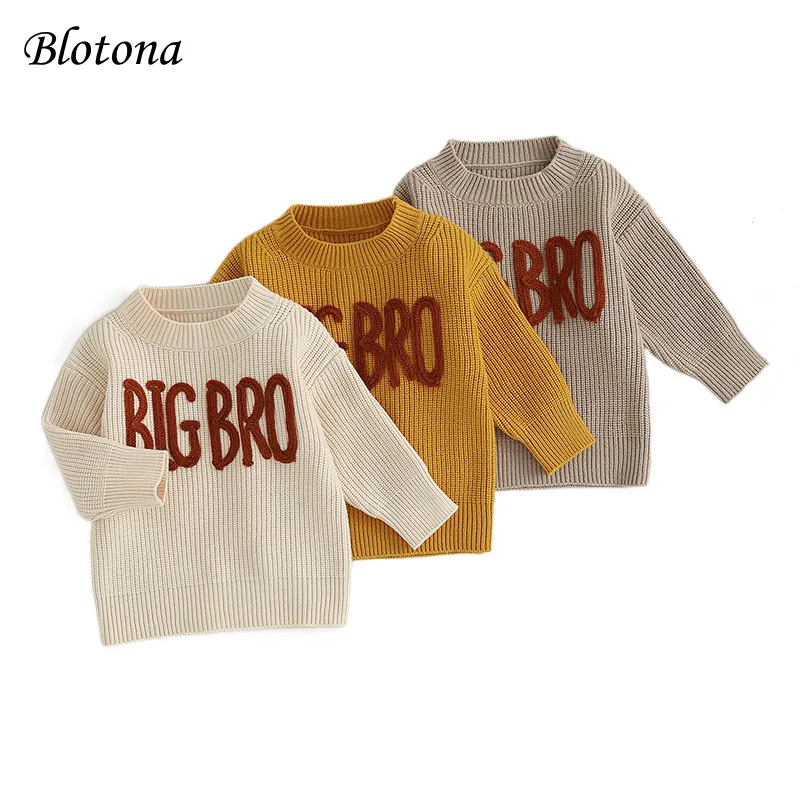 

Blotona Newest Newborn Baby Boys Autumn Winter Sweater Long Sleeve Letter Embroidery Loose Pullover Knitwear Casual Tops 0-6Y